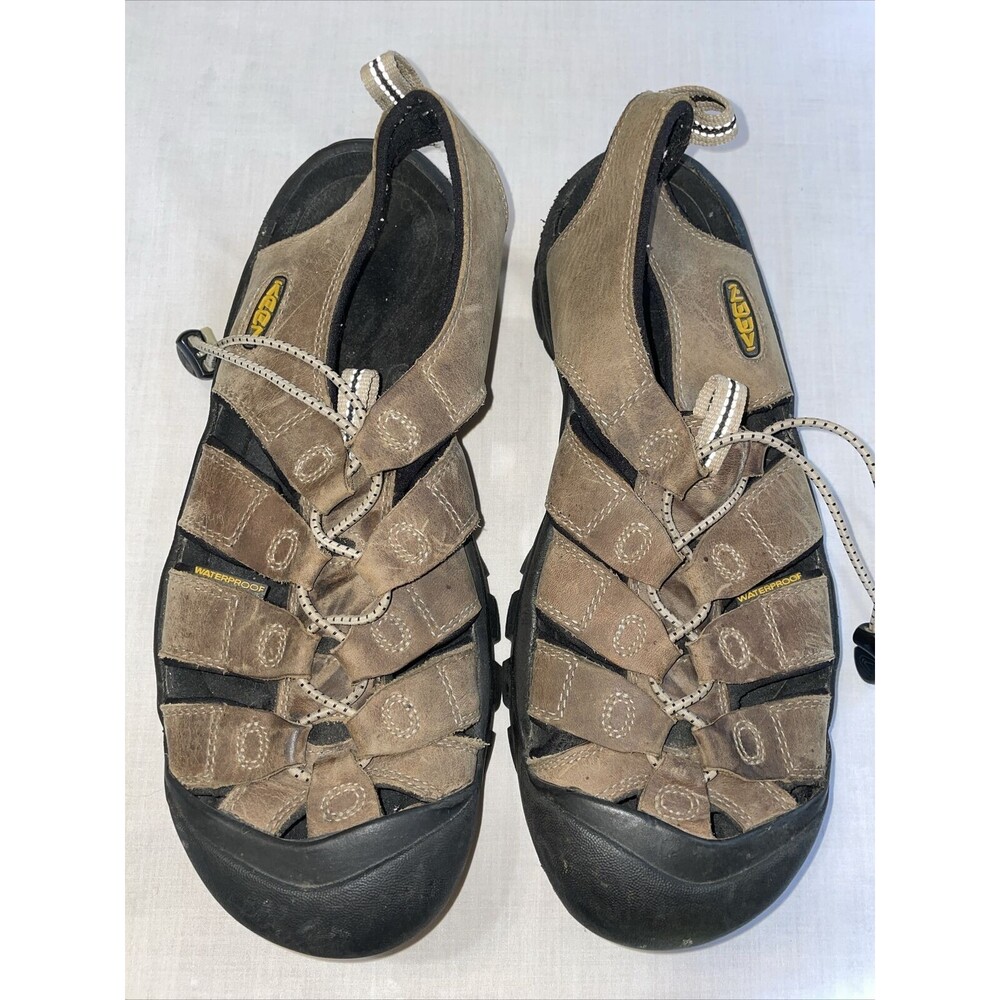 Keen River Sandals Men’s Size 10.5 M Tan Leather Waterproof Cinch Strap - Picture 4 of 12